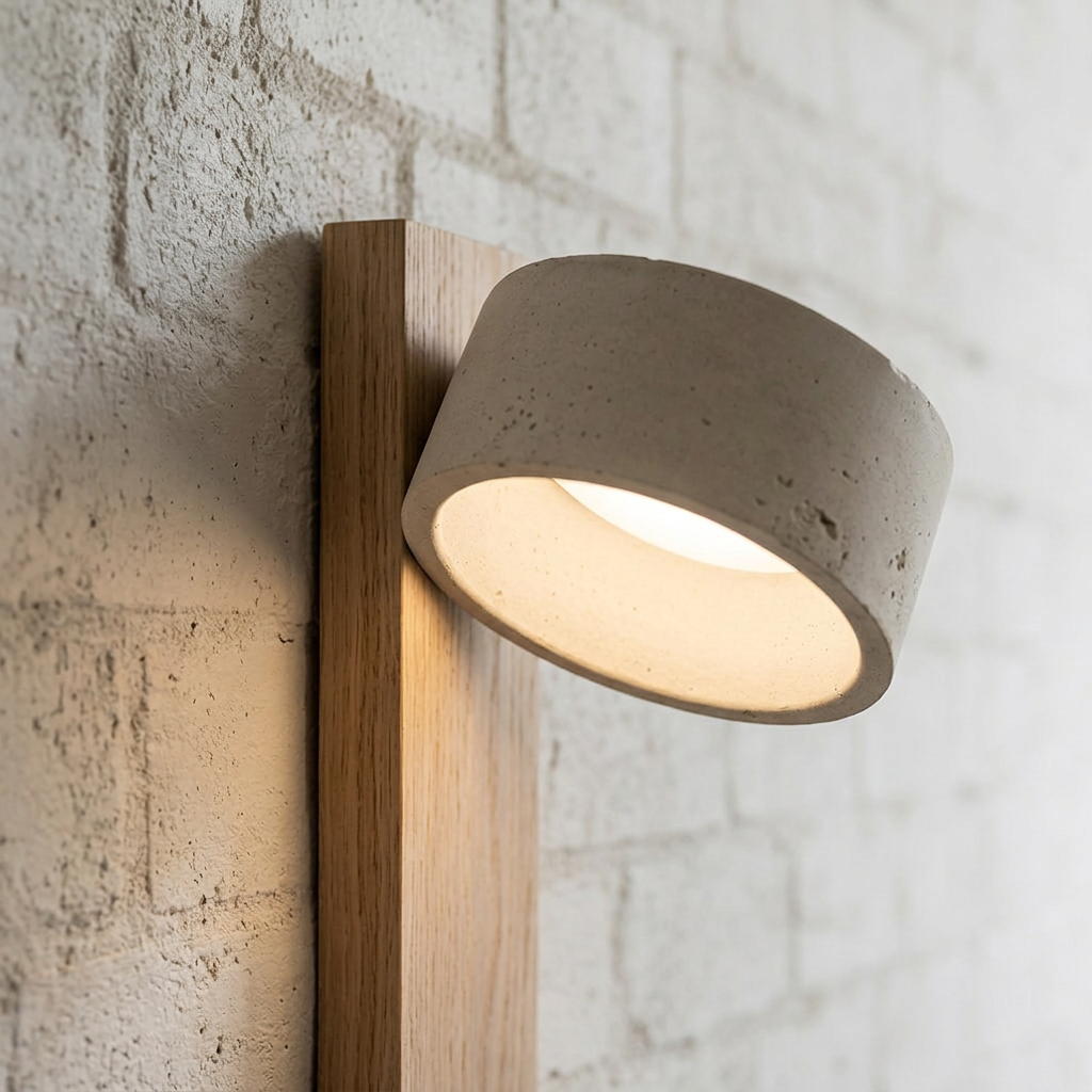 Elara Haus Rotated Stone Ring Wood Backing Wall Light