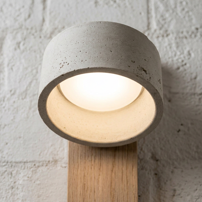 Elara Haus Rotated Stone Ring Wood Backing Wall Light