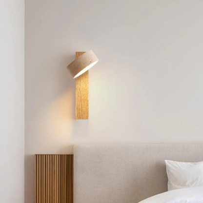 Elara Haus Rotated Stone Ring Wood Backing Wall Light