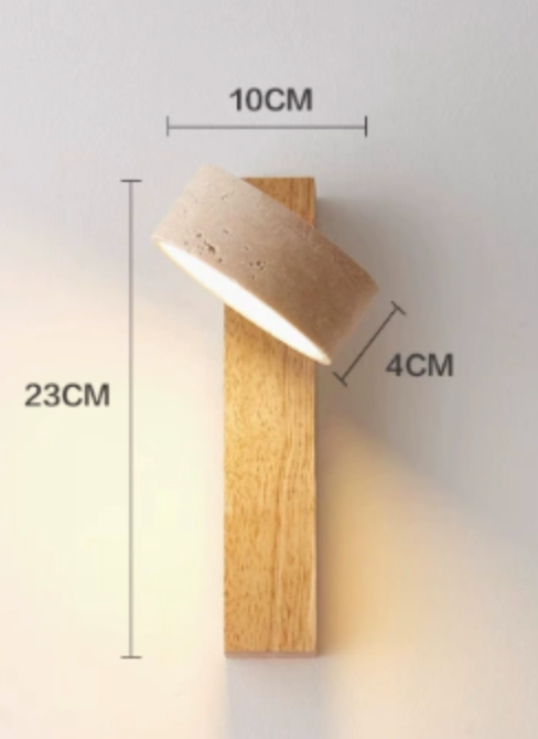 Elara Haus Rotated Stone Ring Wood Backing Wall Light