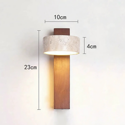 Elara Haus Rotated Stone Ring Wood Backing Wall Light