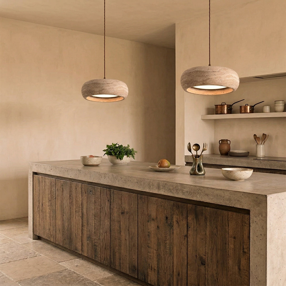 Elara Haus Rounded Shallow Drum Pendant Light