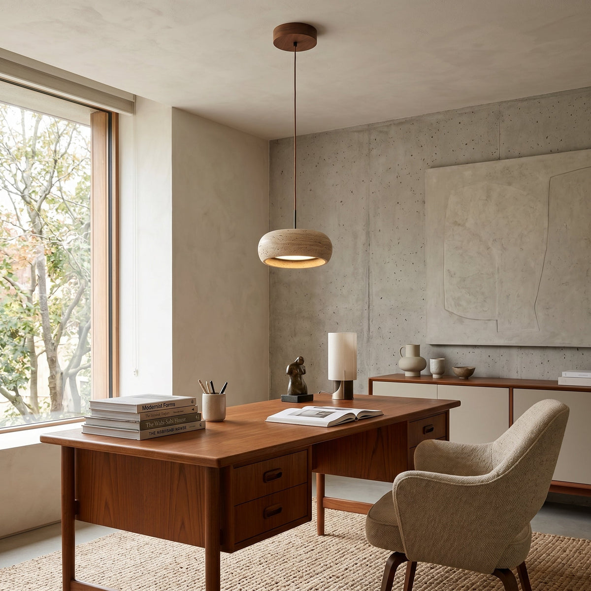 Elara Haus Rounded Shallow Drum Pendant Light