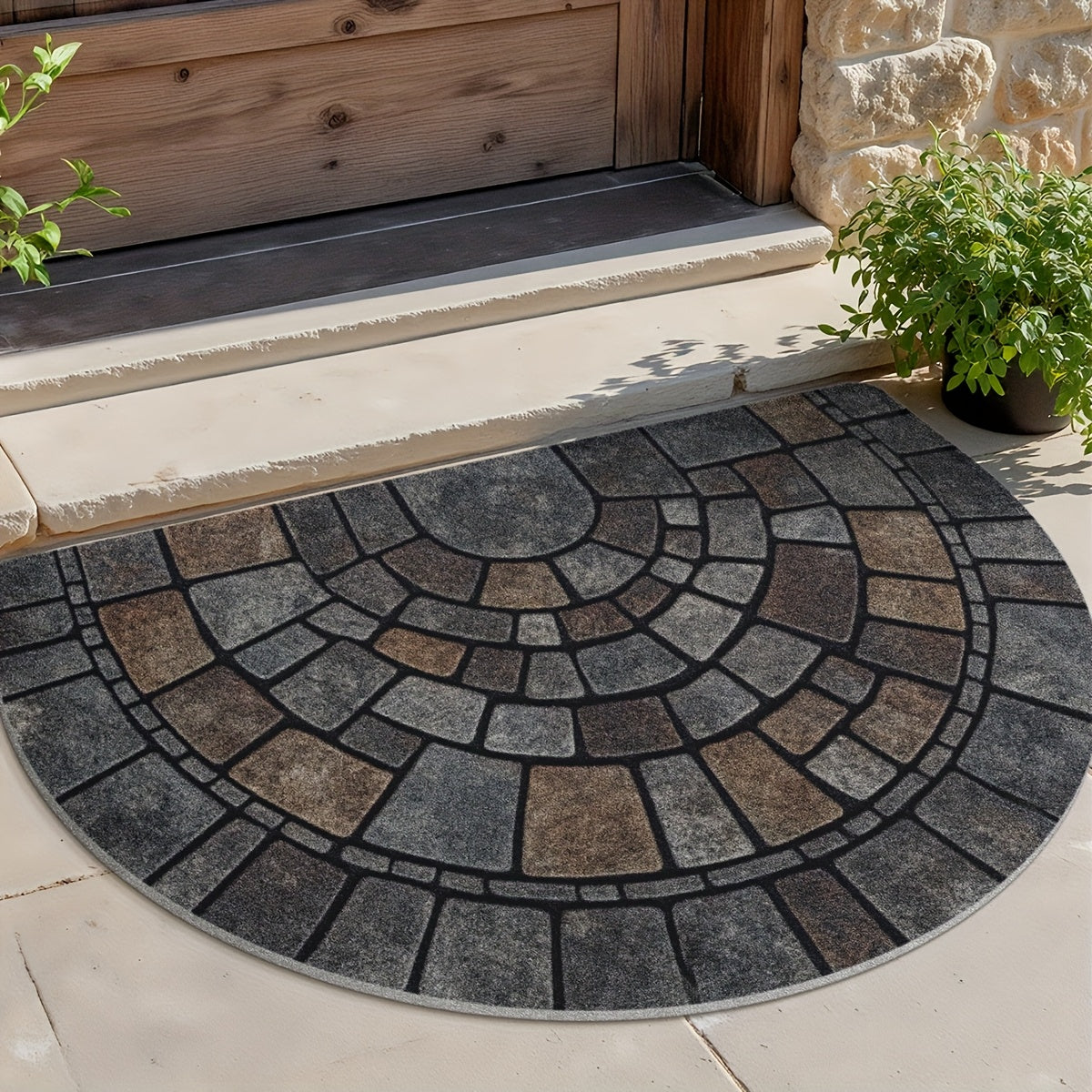 Elara Haus Semi-Circle Stone Pattern Doormat