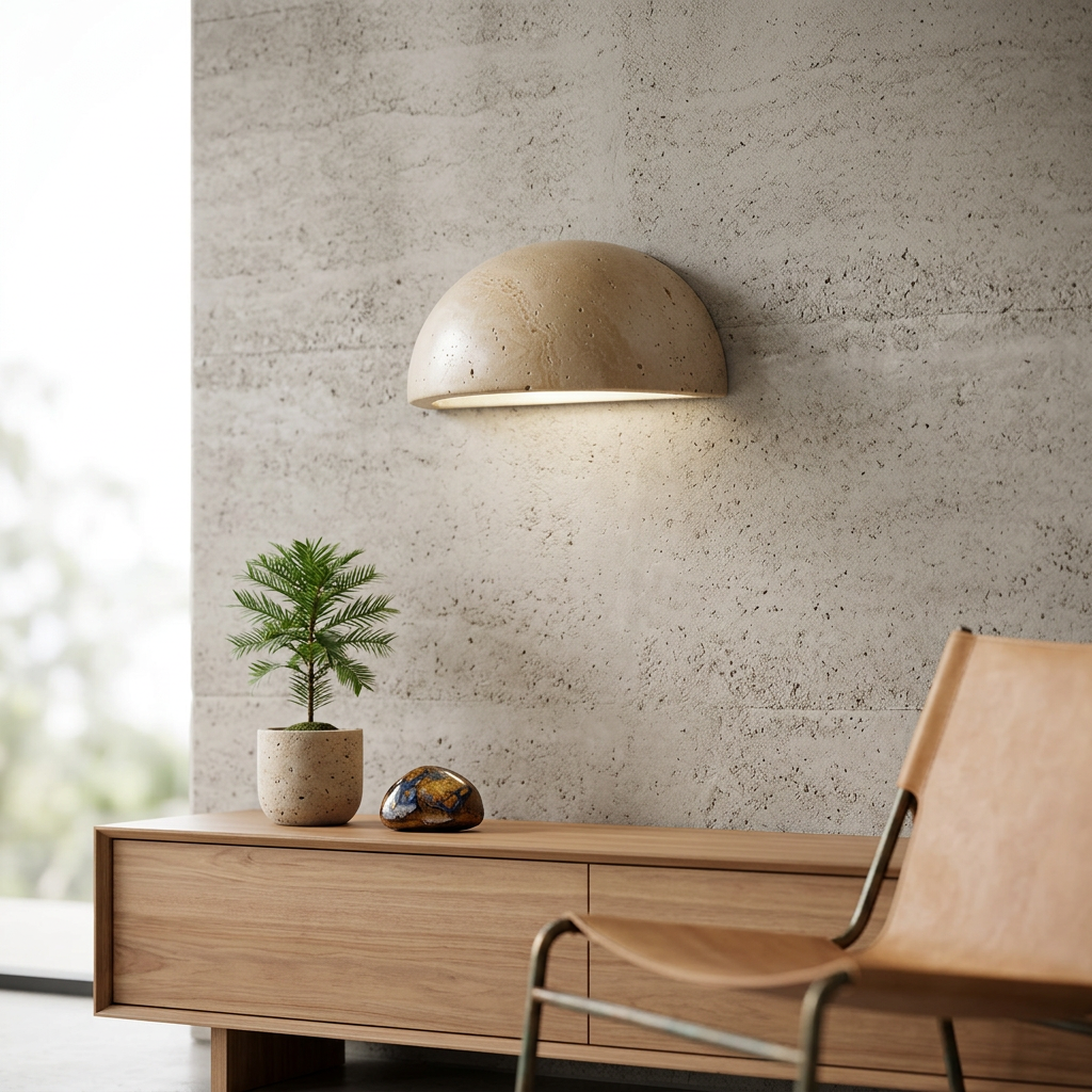 Elara Haus Semicircular Stone Dome Wall Sconce