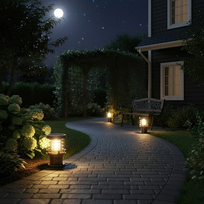 Elara Haus Solar Tiered Cylindrical Bollard Light