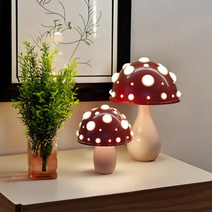 Elara Haus Spotted Mushroom Table Lamp