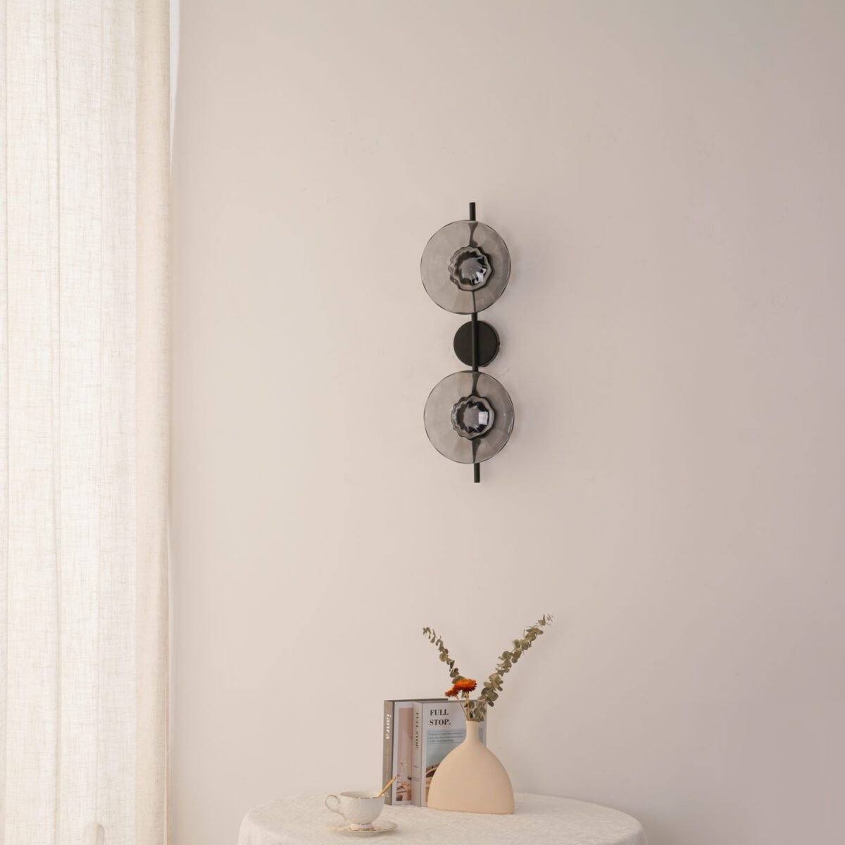 Elara Haus Vertical Dual-Light with Rippled Glass Shades