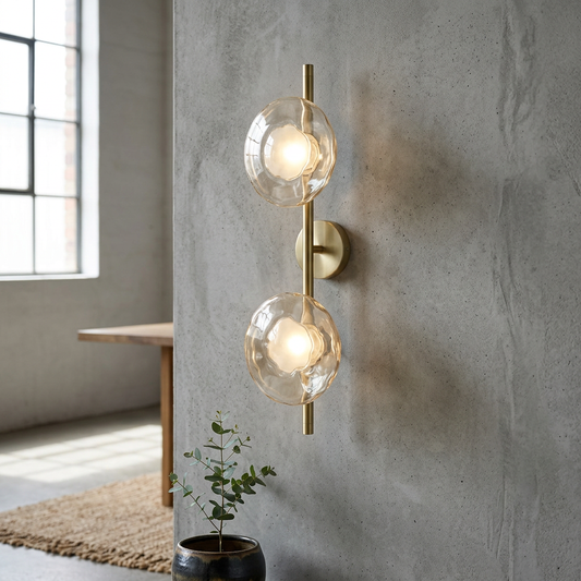 Elara Haus Vertical Dual-Light with Rippled Glass Shades