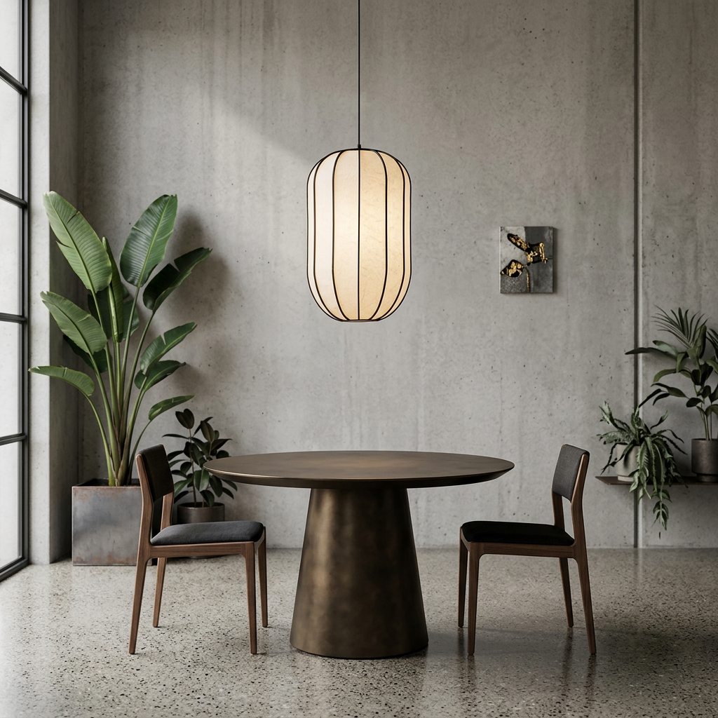 Elara Haus Vertical Oval Lantern Pendant Light with Exposed Wire Cage