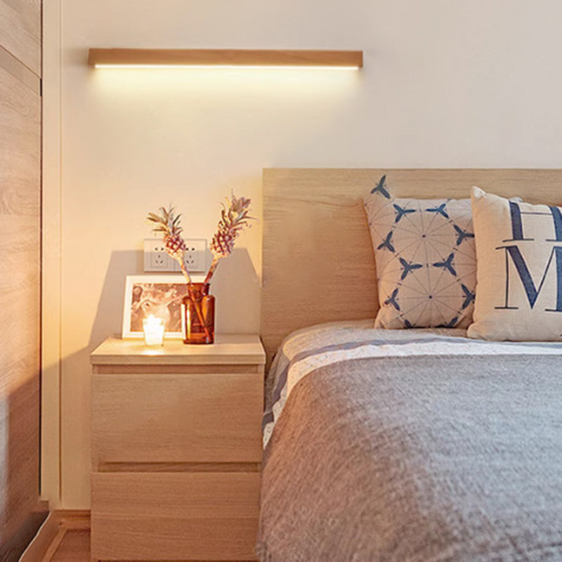Japanese Simple Solid Wood Strip LED Wall Sconce Lamp 0