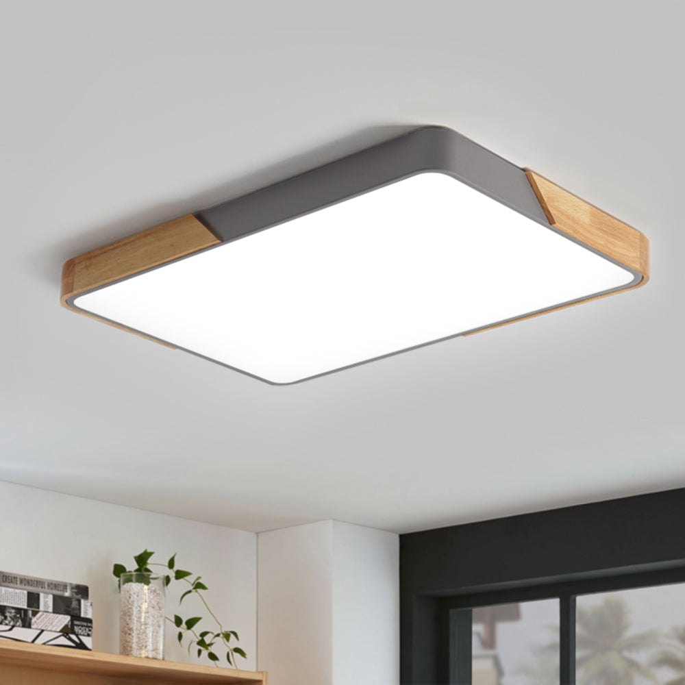 Elara Haus Wood-Trimmed Overhead Panel Lamp