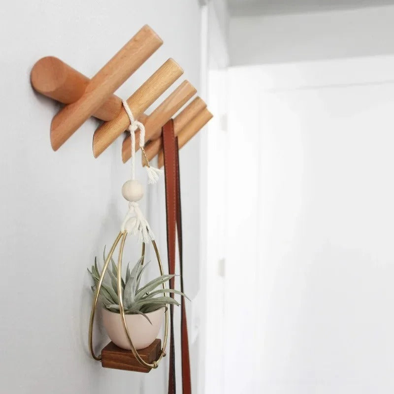 Elara Haus Wooden Wall Coat Rack with Angled Pegs