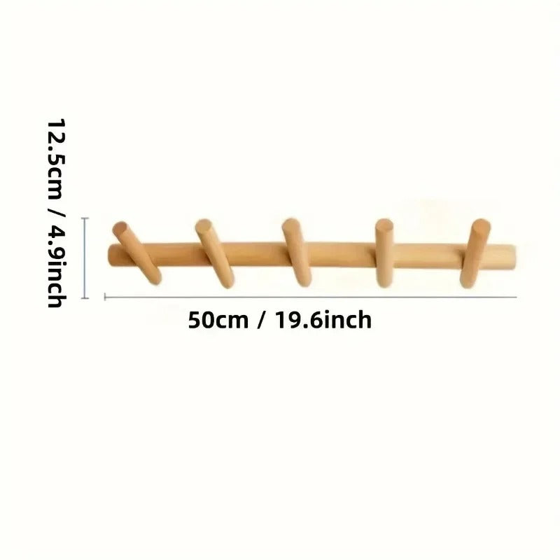 Elara Haus Wooden Wall Coat Rack with Angled Pegs