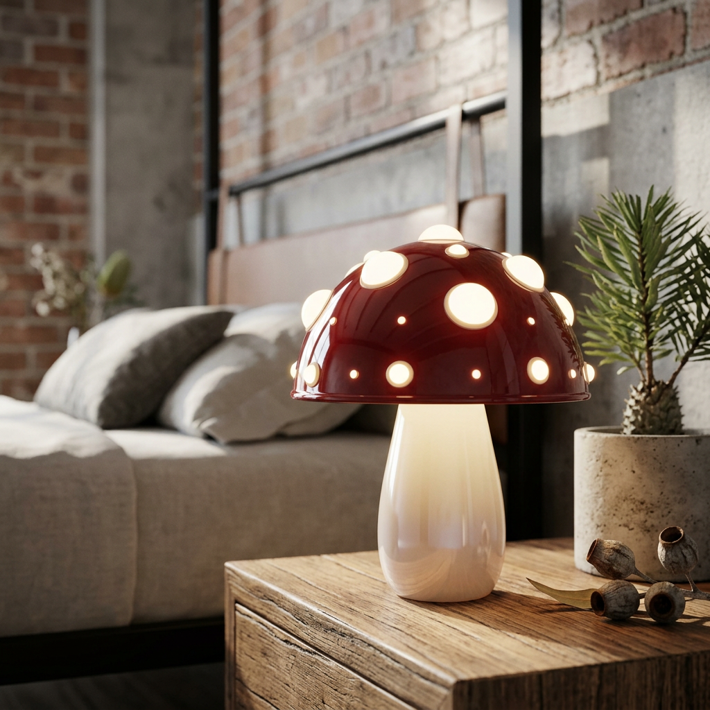 Elara Haus Spotted Mushroom Table Lamp